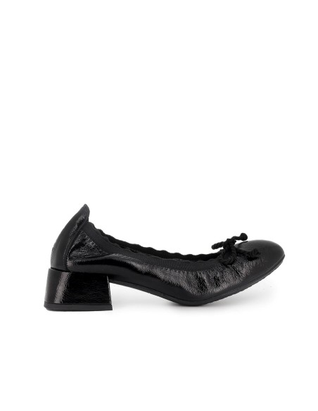 Bailarina piel charol lazo y tacon mujer negro