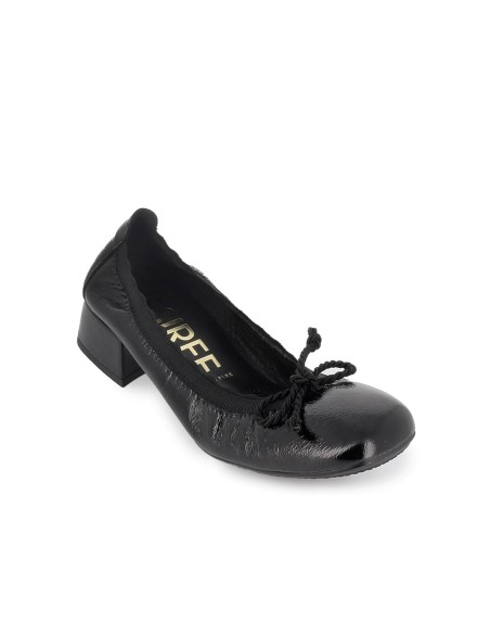 Bailarina piel charol lazo y tacon mujer negro