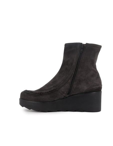 Botin piel negra con bordon cuña mujer negro