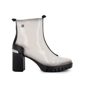 Botín piel charol cremallera mujer marfil