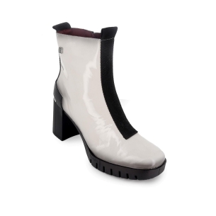 Botín piel charol cremallera mujer marfil 2