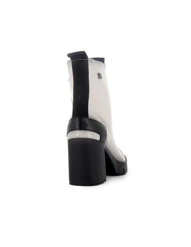 Botín piel charol cremallera mujer marfil