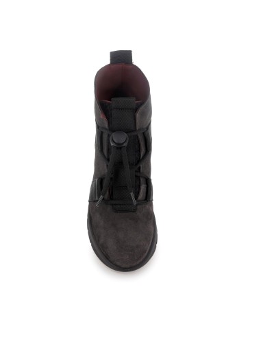 Botin piel ante cordones originales cuña mujer negro