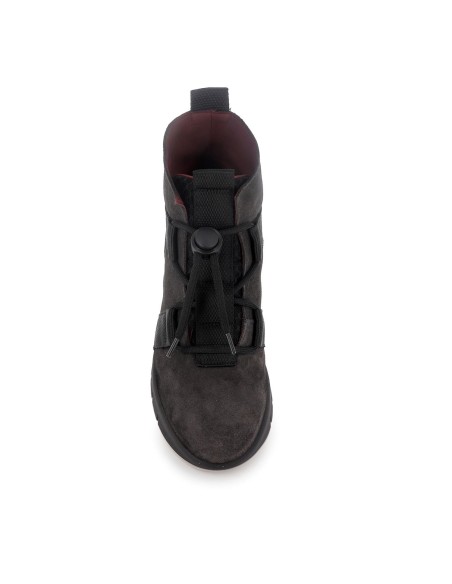 Botin piel ante cordones originales cuña mujer negro
