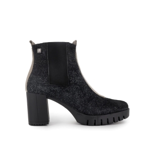 Botin chelsea piel con detalle nylon contraste mujer negro