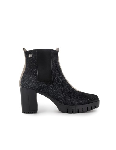 Botin chelsea piel con detalle nylon contraste mujer negro