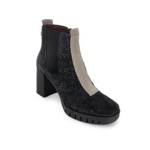 Botin chelsea piel con detalle nylon contraste mujer negro 2