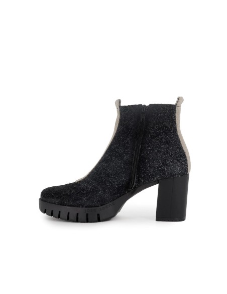 Botin chelsea piel con detalle nylon contraste mujer negro
