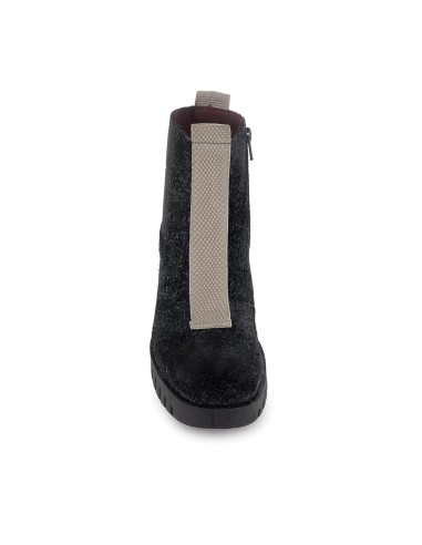 Botin chelsea piel con detalle nylon contraste mujer negro