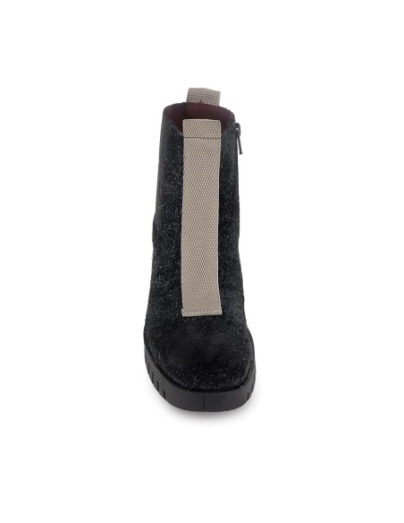Botin chelsea piel con detalle nylon contraste mujer negro
