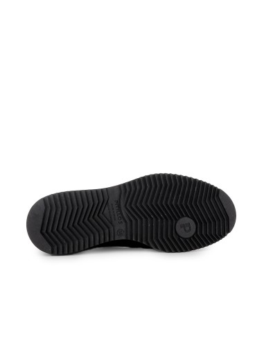 Mocasin piel charol cuña hebilla con suela bicolor mujer negro