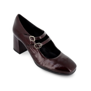 Zapato correa piel y tacon forrado mujer rojo 2