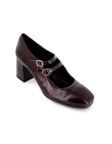 Zapato correa piel y tacon forrado mujer rojo