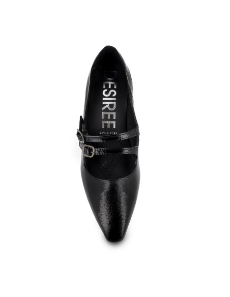 Zapato correas piel charol y tacon mujer negro