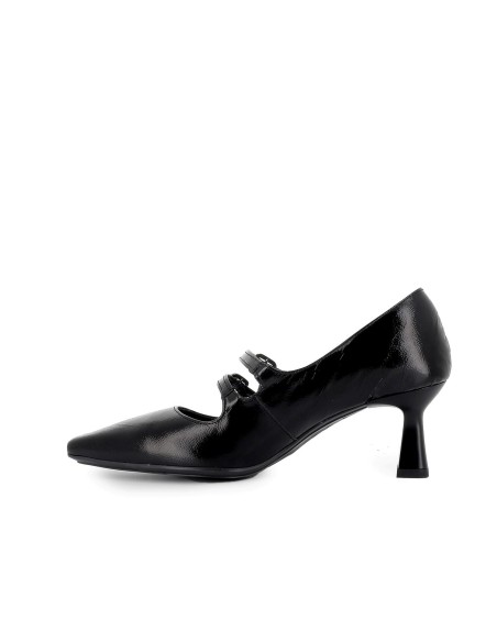Zapato correas piel charol y tacon mujer negro