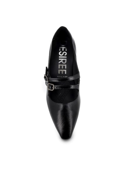 Zapato correas piel charol y tacon mujer negro