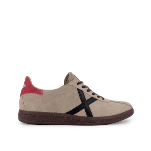 Deportiva tenis piel y serraje hombre beige