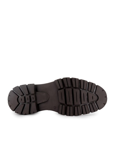 Bota piel lisa cordones y cremallera hombre marron