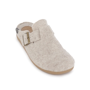 Chinela talon abierto paño con hebilla mujer comodo gris 2