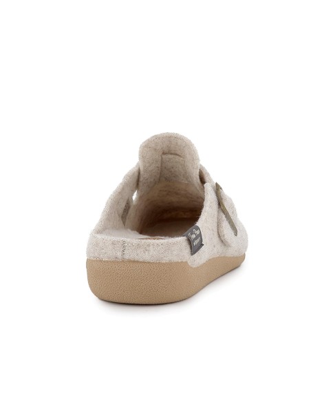 Chinela talon abierto paño con hebilla mujer comodo gris