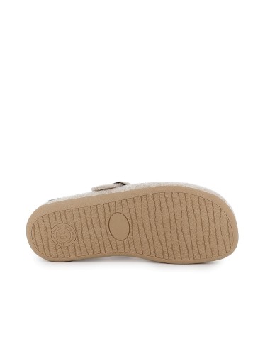 Chinela talon abierto paño con hebilla mujer comodo gris