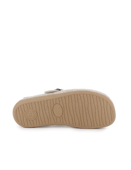 Chinela talon abierto paño con hebilla mujer comodo gris