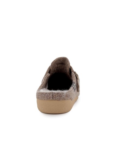 Chinela talon abierto paño con hebilla mujer comodo taupe