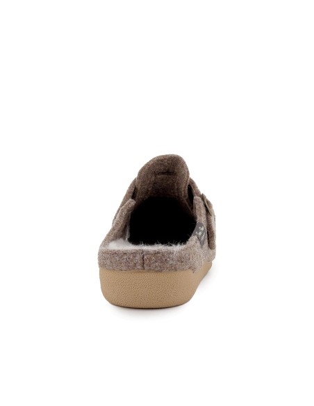 Chinela talon abierto paño con hebilla mujer comodo taupe