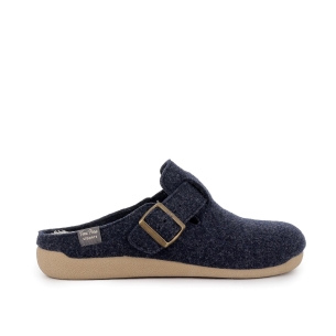 Chinela destalonada paño con hebilla hombre comodo azul