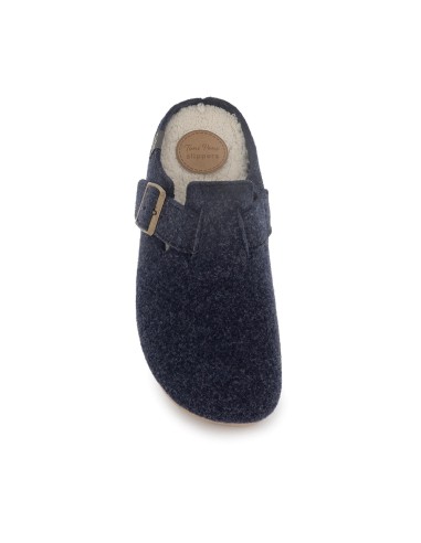 Chinela destalonada paño con hebilla hombre comodo azul