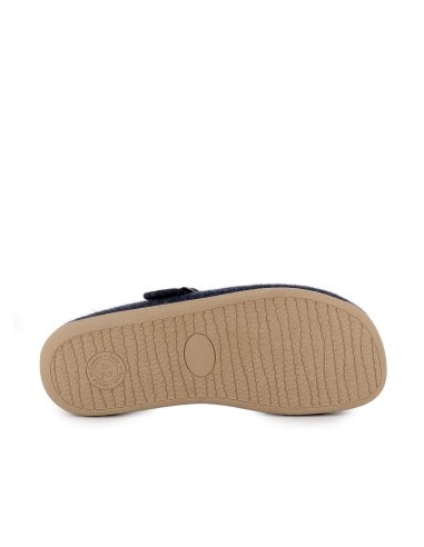 Chinela destalonada paño con hebilla hombre comodo azul