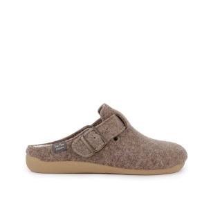 Chinela destalonada paño con hebilla hombre comodo taupe