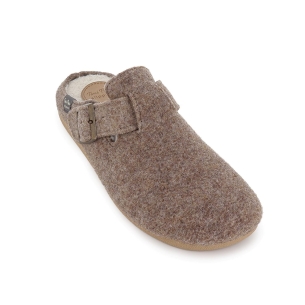 Chinela destalonada paño con hebilla hombre comodo taupe 2