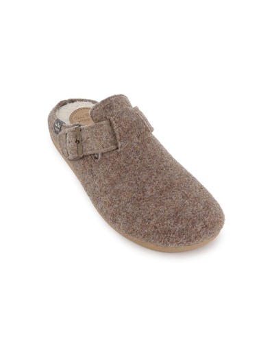 Chinela destalonada paño con hebilla hombre comodo taupe