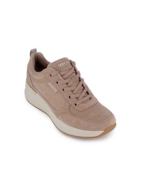 Deportivo textil con cuña mujer cordones taupe