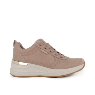 Deportivo textil con cuña mujer cordones taupe