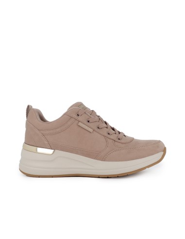 Deportivo textil con cuña mujer cordones taupe