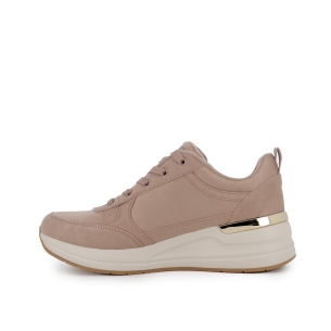 Deportivo textil con cuña mujer cordones taupe 2