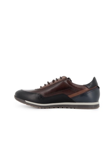 Zapato con cordones y cremallera hombre marron