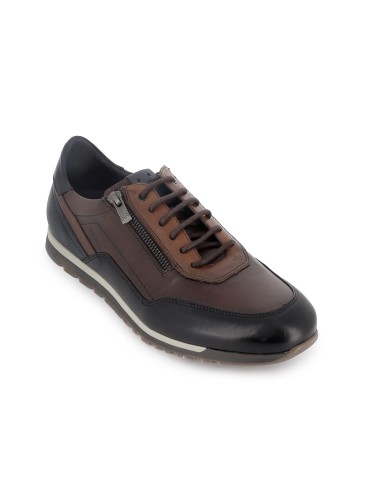 Zapato con cordones y cremallera hombre marron