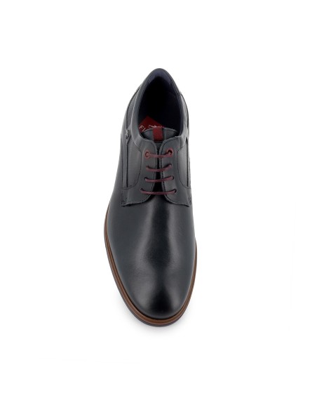 Zapato de cordones piel grabados hombre azul