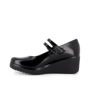 Zapato correa piel charol cuña mujer negra 2