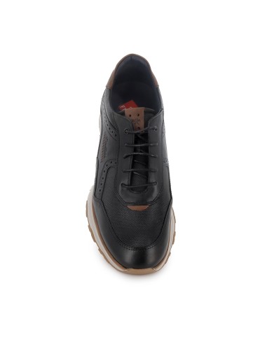 Deportiva piel cómoda con cordones finos hombre negro