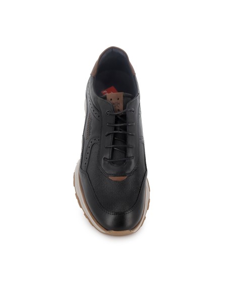 Deportiva piel cómoda con cordones finos hombre negro