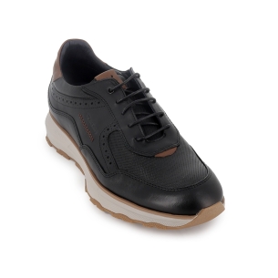 Deportiva piel cómoda con cordones finos hombre negro 2