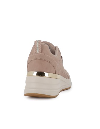 Deportivo textil con cuña mujer cordones taupe