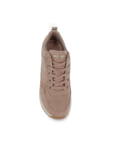 Deportivo textil con cuña mujer cordones taupe