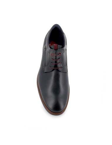 Zapato de cordones piel grabados hombre azul