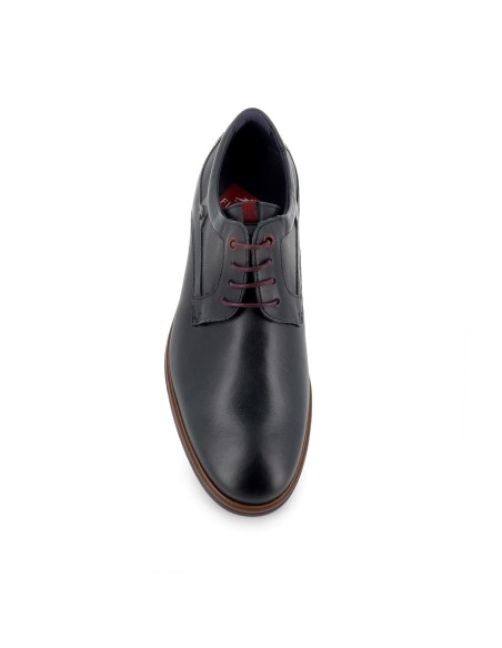 Zapato de cordones piel grabados hombre azul