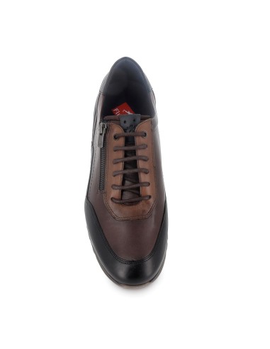 Zapato con cordones y cremallera hombre marron